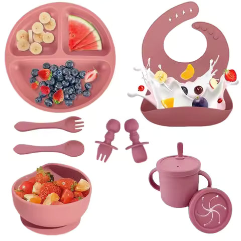 Silicone Baby Feeding Set - BPA-Free Suction Bowl, Plate and Utensils