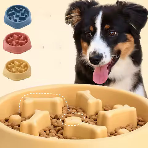 Anti-Gulping Slow Feeder Dog and Cat Bowl - Puzzle Design