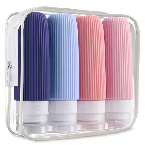 Silicone Travel Bottles Set - 4-Piece Leak-Proof Refillable Containers