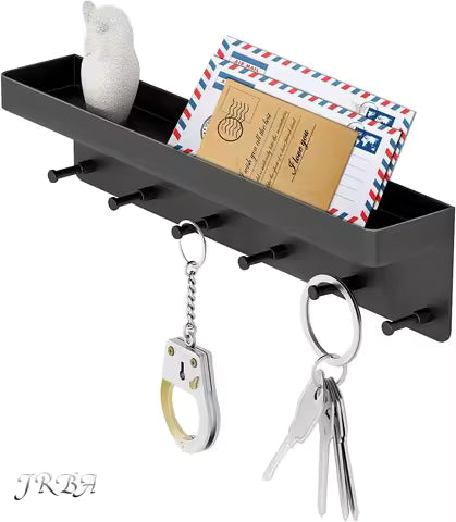 Wall-mounted key and mail holder